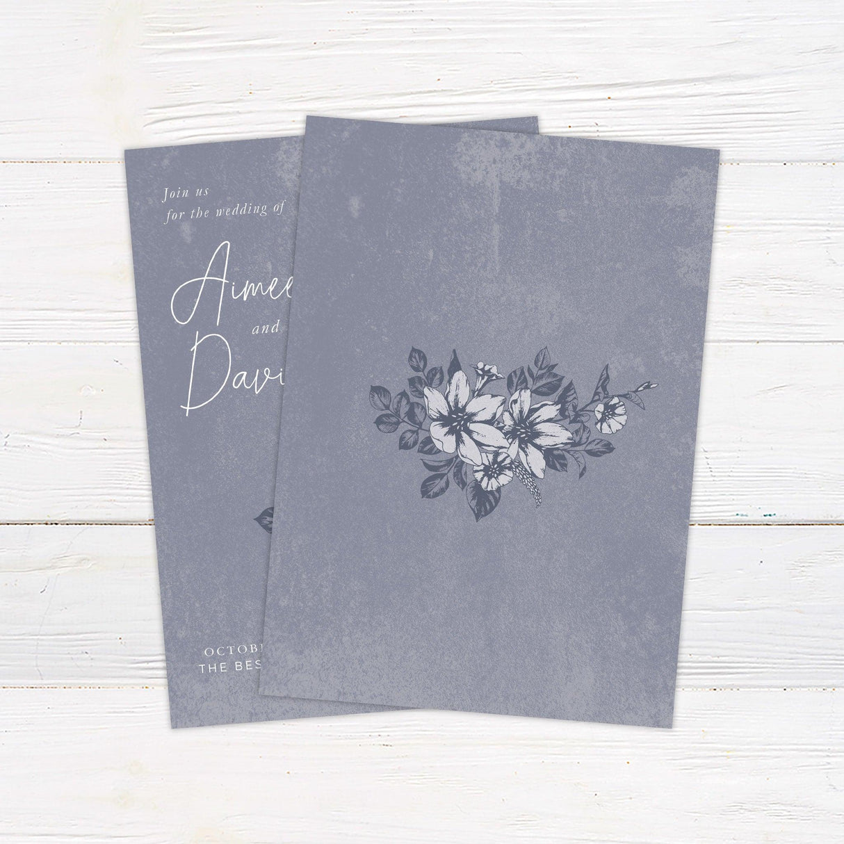 Distressed Blue Invitations - goprintplus