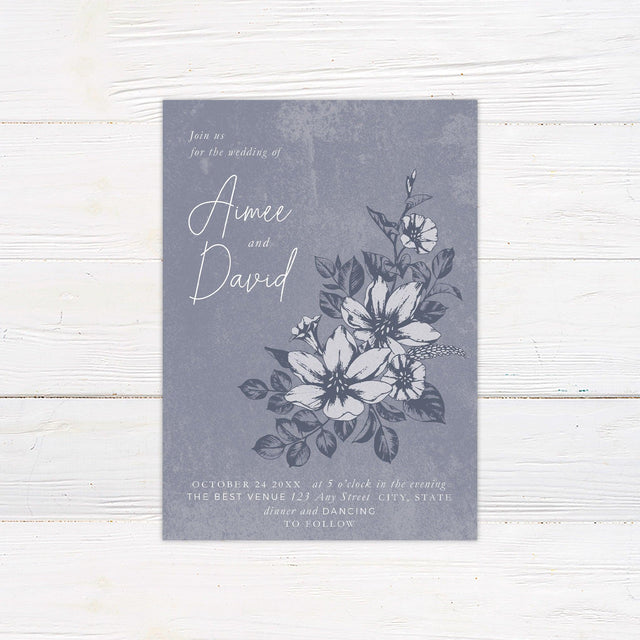 Distressed Blue Invitations - goprintplus