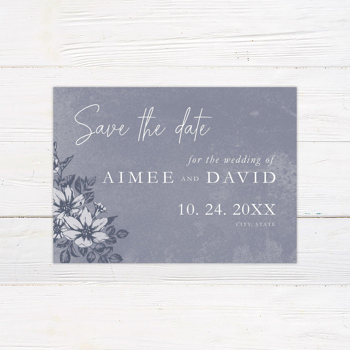 Distressed Blue Save The Date - goprintplus