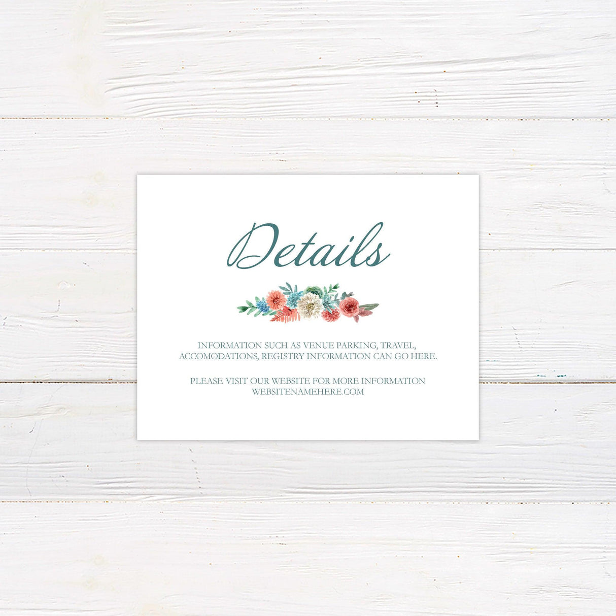 Dusty Blue Coral Floral Details Cards - goprintplus