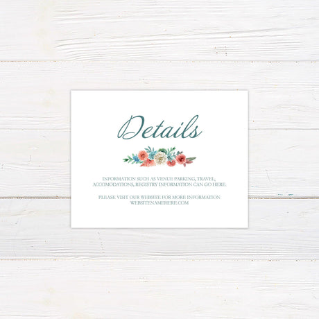 Dusty Blue Coral Floral Details Cards - goprintplus