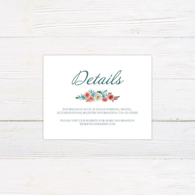 Dusty Blue Coral Floral Details Cards - goprintplus