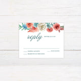 Dusty Blue Coral Floral Invitation - goprintplus