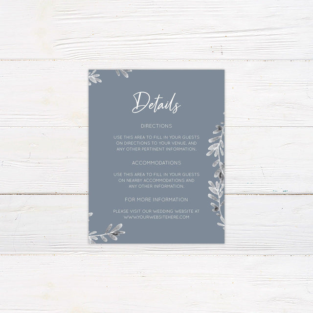 Dusty Blue Gray Floral Details Cards - goprintplus