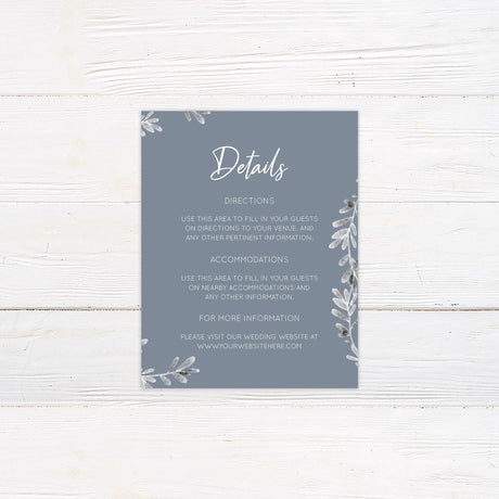 Dusty Blue Gray Floral Invitations - goprintplus