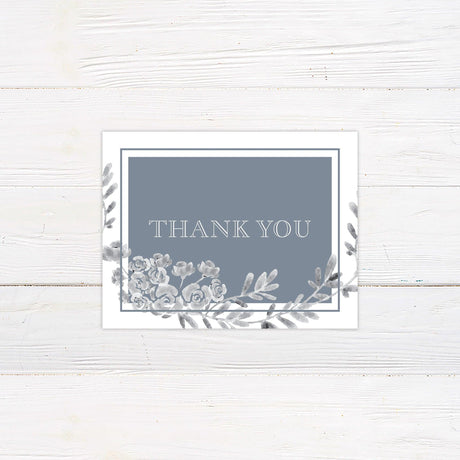 Dusty Blue Gray Floral Invitations - goprintplus