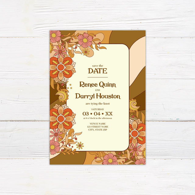 Earth Tone Floral Save The Date - goprintplus