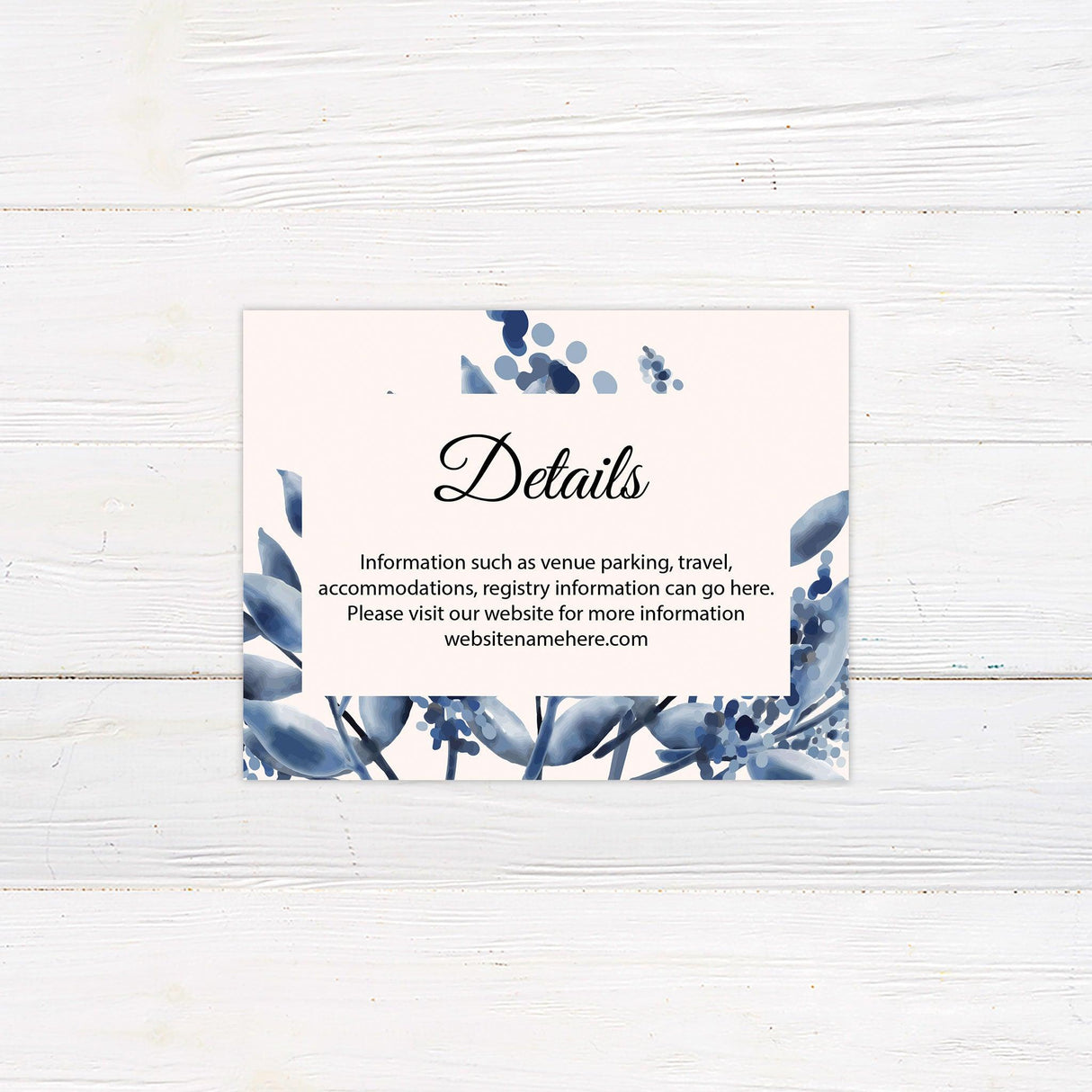 Elegant Blue Watercolor Leaves Details Cards - goprintplus