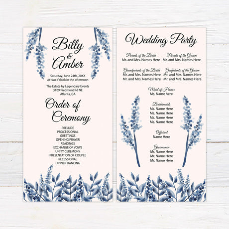 Elegant Blue Watercolor Leaves Invitations - goprintplus