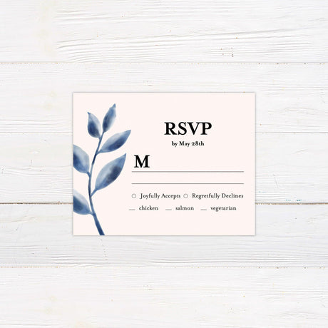 Elegant Blue Watercolor Leaves Invitations - goprintplus