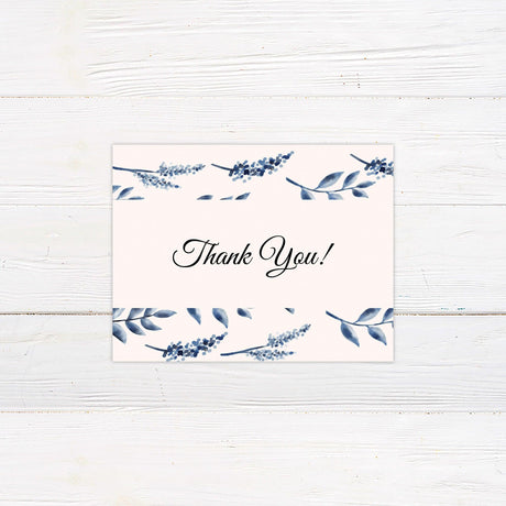 Elegant Blue Watercolor Leaves Invitations - goprintplus