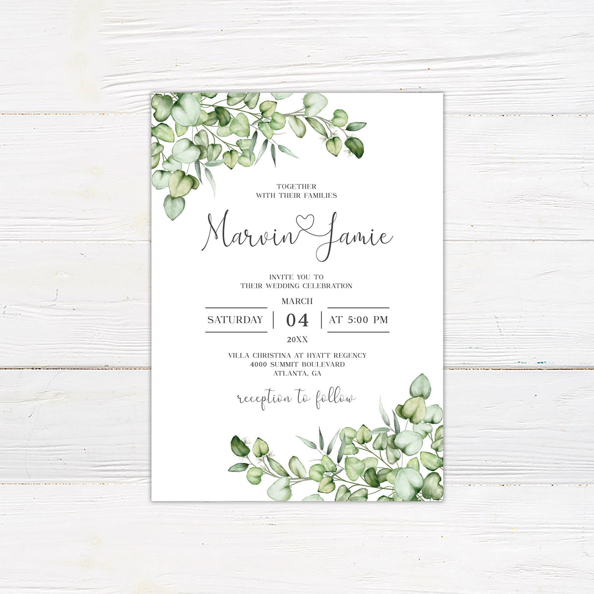 Elegant Eucalyptus Greenery Invitations - goprintplus