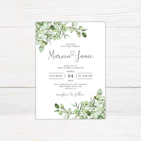 Elegant Eucalyptus Greenery Invitations - goprintplus