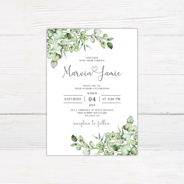 Elegant Eucalyptus Greenery Invitations - goprintplus