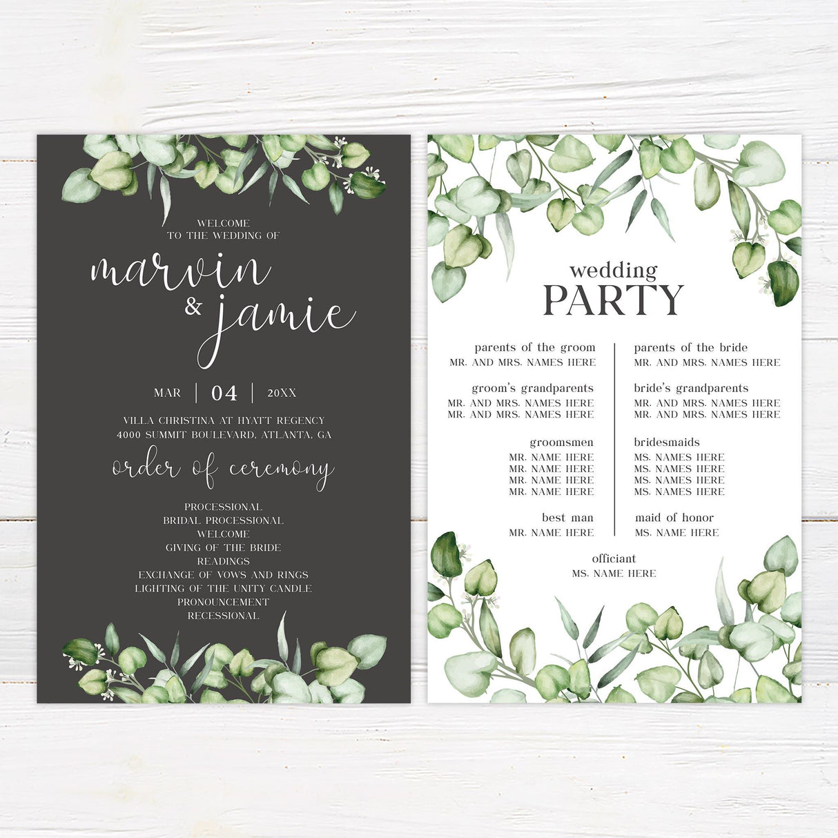 Elegant Eucalyptus Greenery Invitations - goprintplus