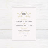 Elegant Gold Wreath Monogram Invitations - goprintplus