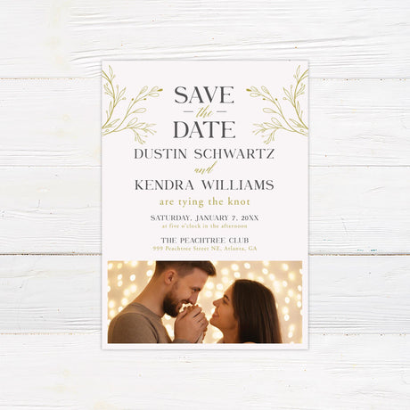 Elegant Gold Wreath Monogram Save The Date - goprintplus