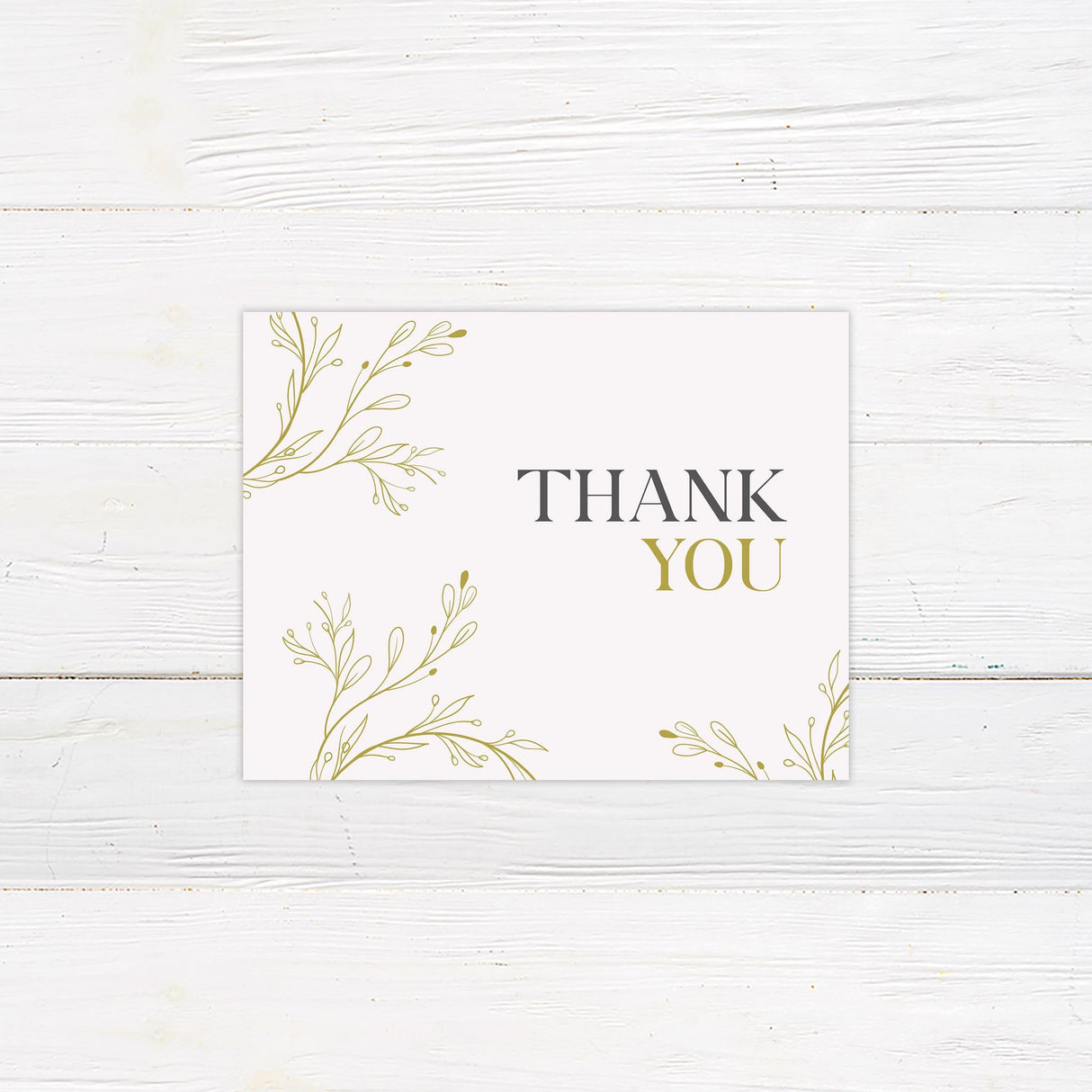 Elegant Gold Wreath Monogram Thank You Card - goprintplus