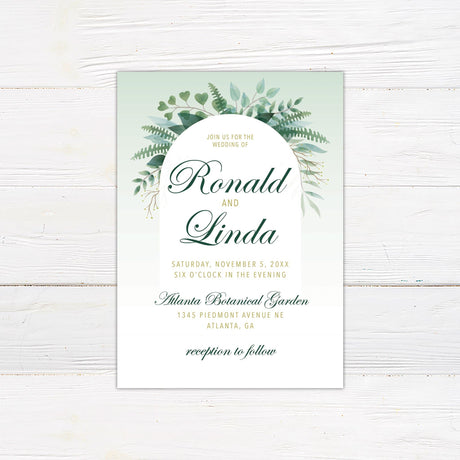 Elegant Green Botanical Arch Invitations - goprintplus