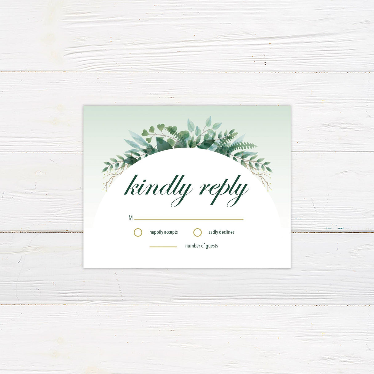 Elegant Green Botanical Arch RSVP - goprintplus