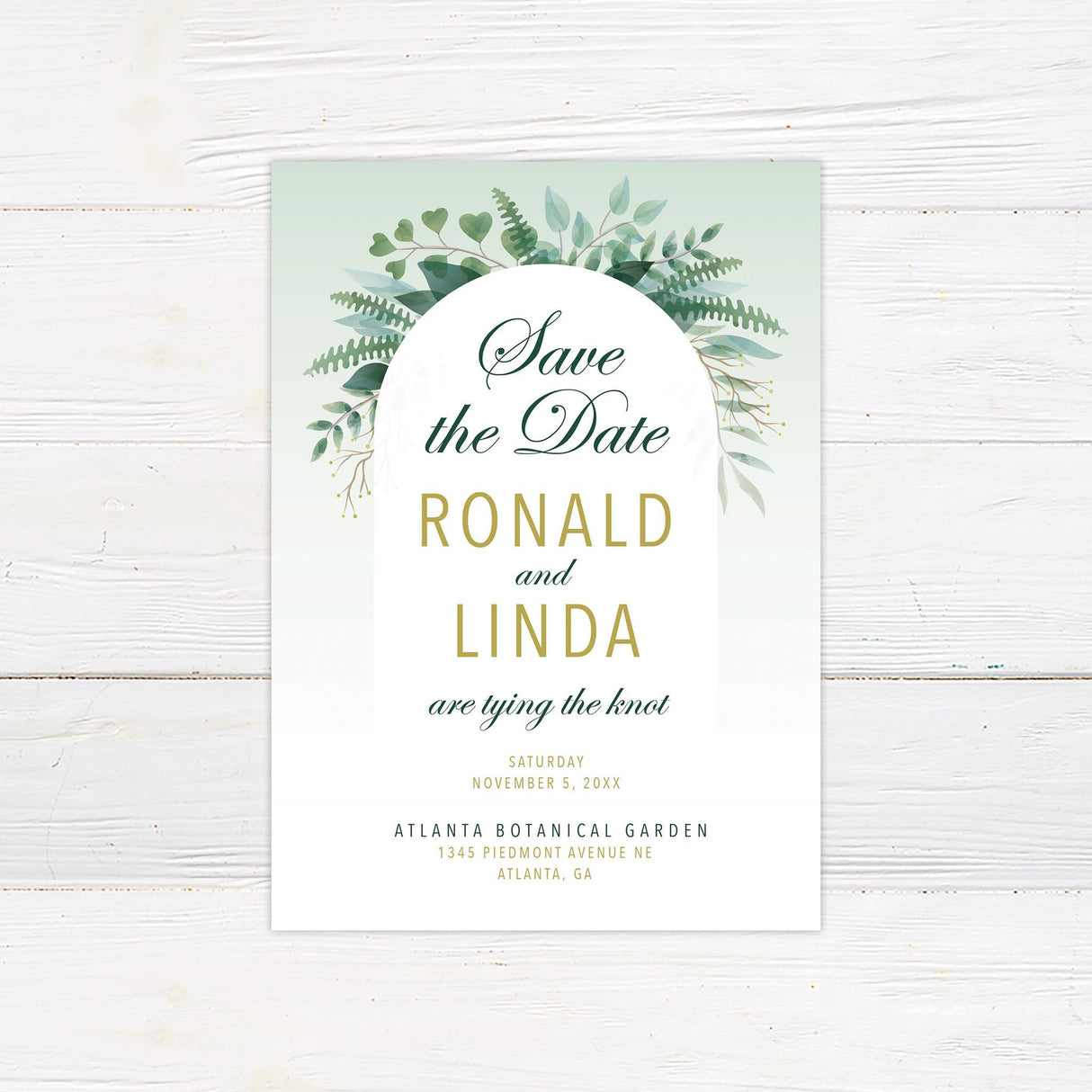 Elegant Green Botanical Arch Invitations - goprintplus