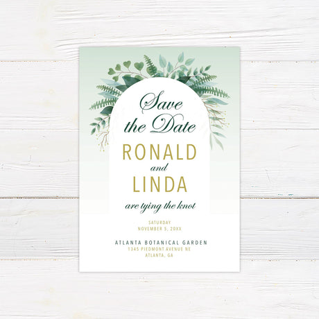 Elegant Green Botanical Arch Invitations - goprintplus