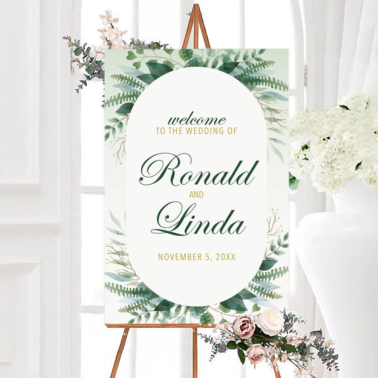 Elegant Green Botanical Arch Invitations - goprintplus