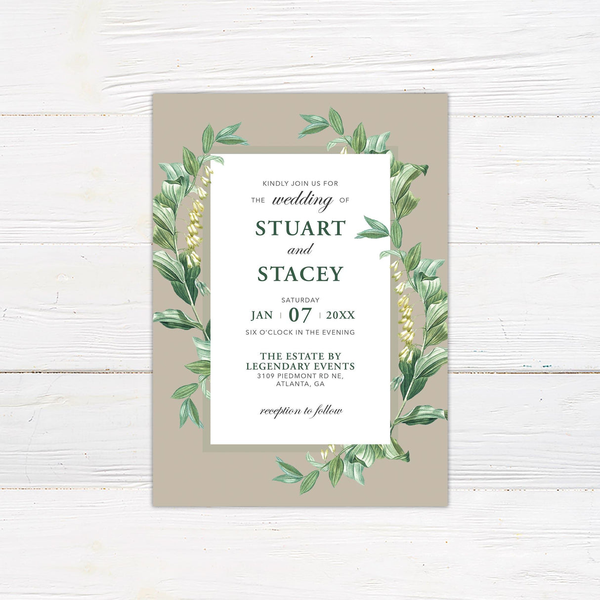 Elegant Green Botanical Invitations - goprintplus