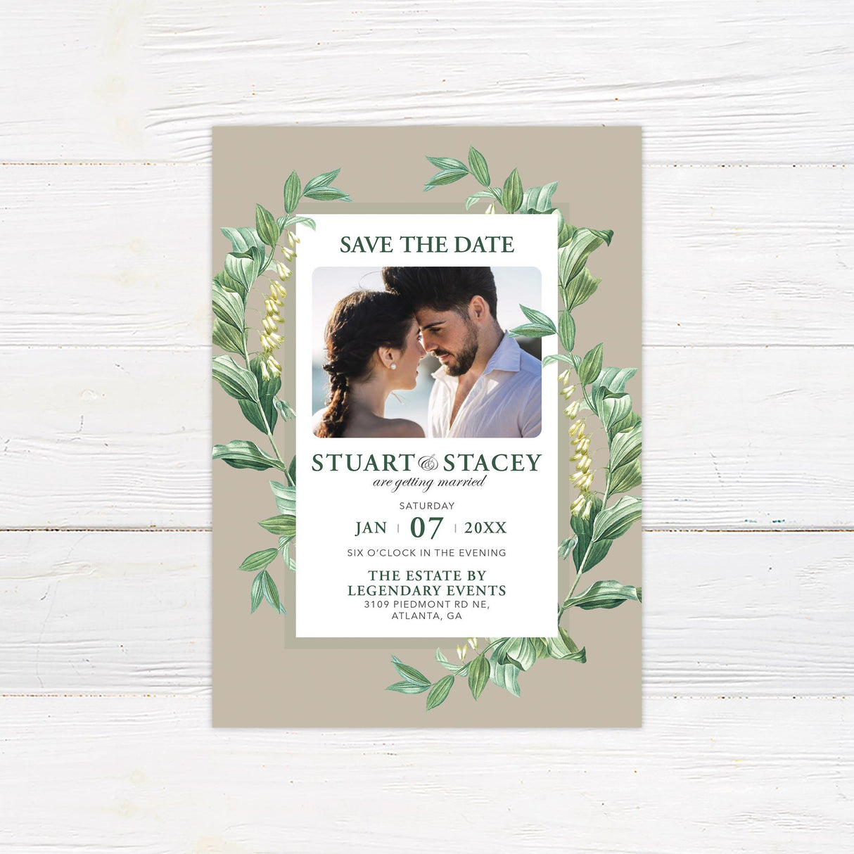 Elegant Green Botanical Invitations - goprintplus