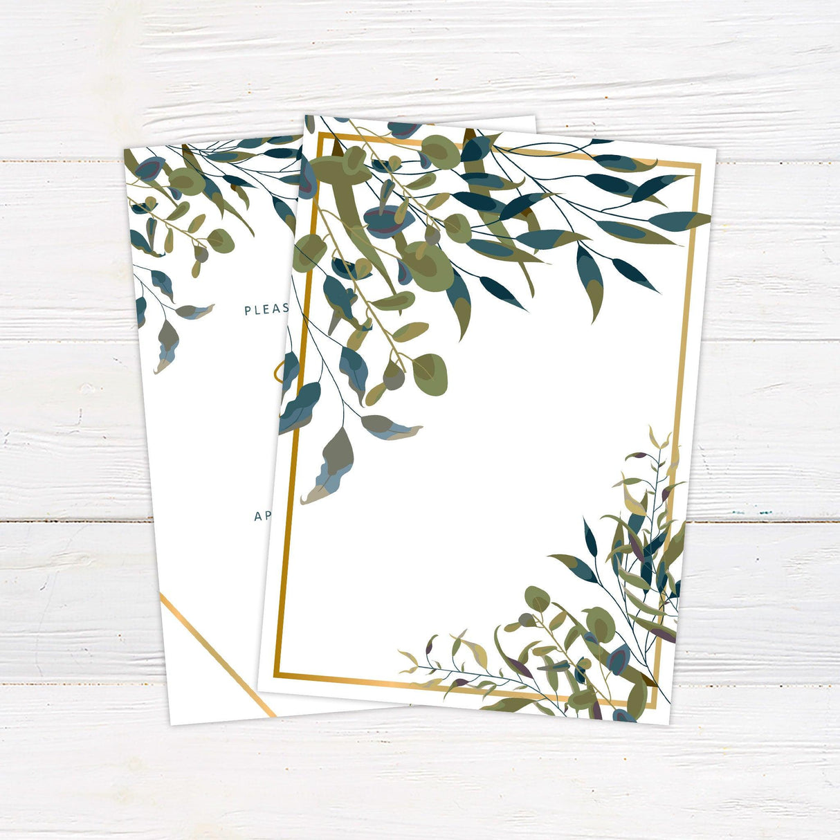 Elegant Green Leaves Invitations - goprintplus