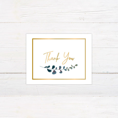 Elegant Green Leaves Thank You Card - goprintplus