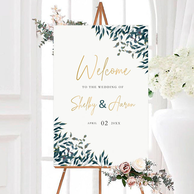 Elegant Green Leaves Sign - goprintplus