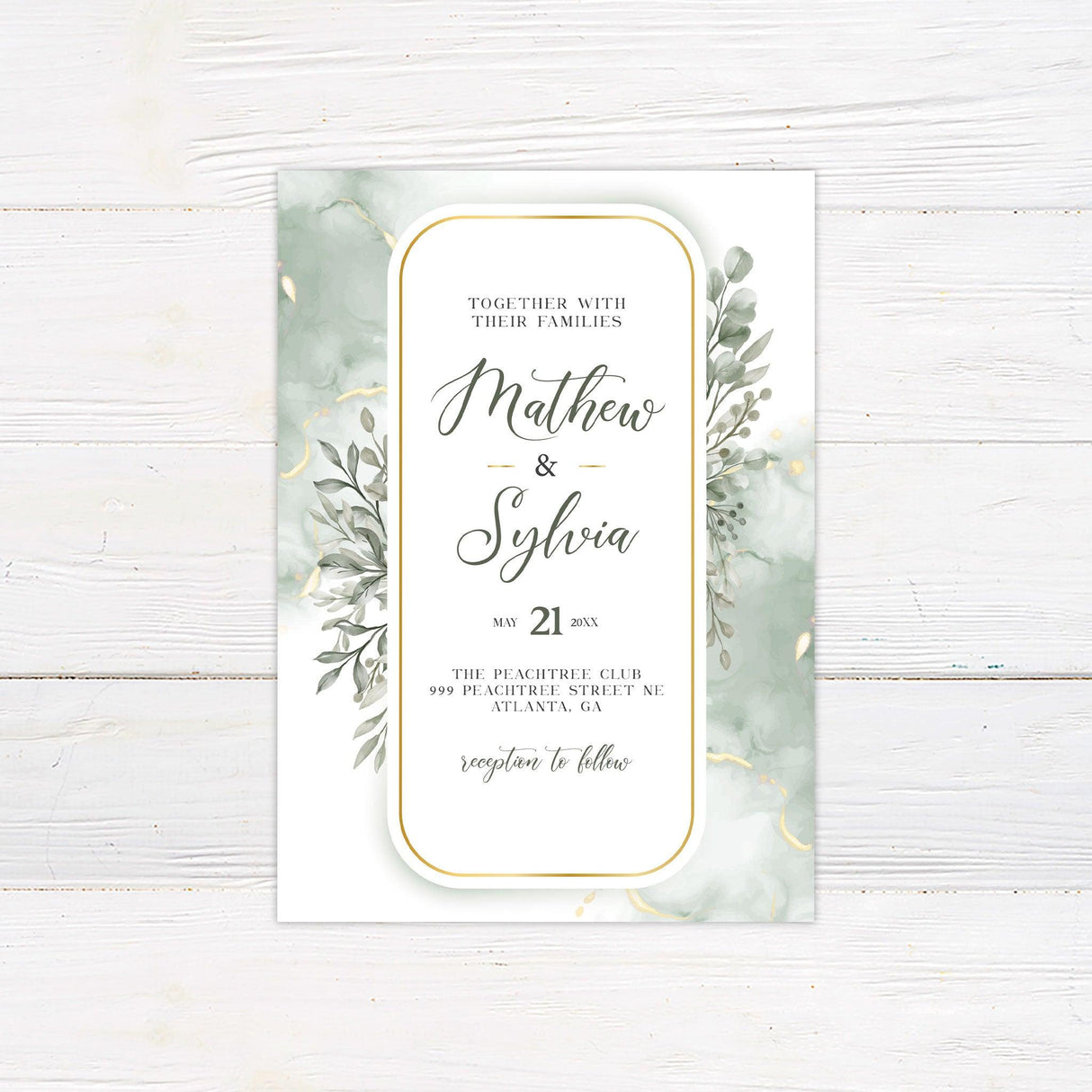 Elegant Greenery Invitations - goprintplus