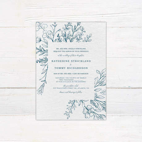 Indigo Floral Invitations - goprintplus