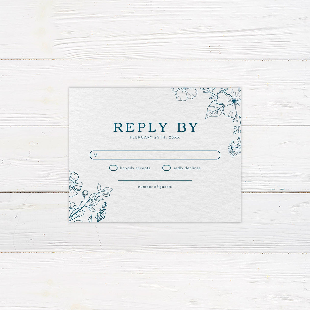 Indigo Floral Invitations - goprintplus