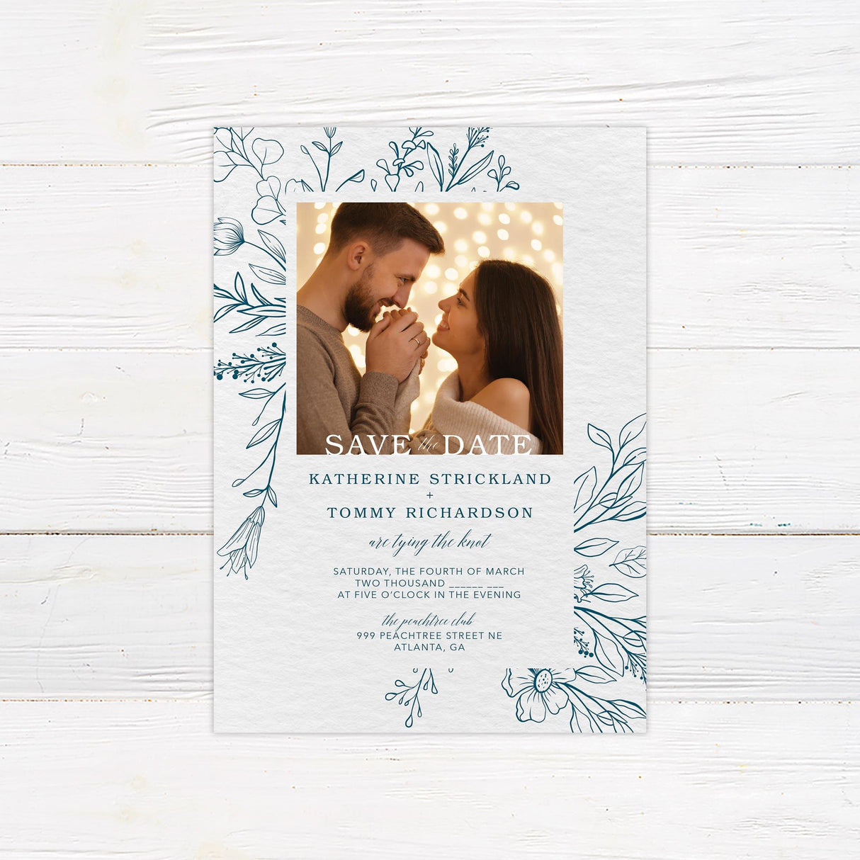 Indigo Floral Invitations - goprintplus