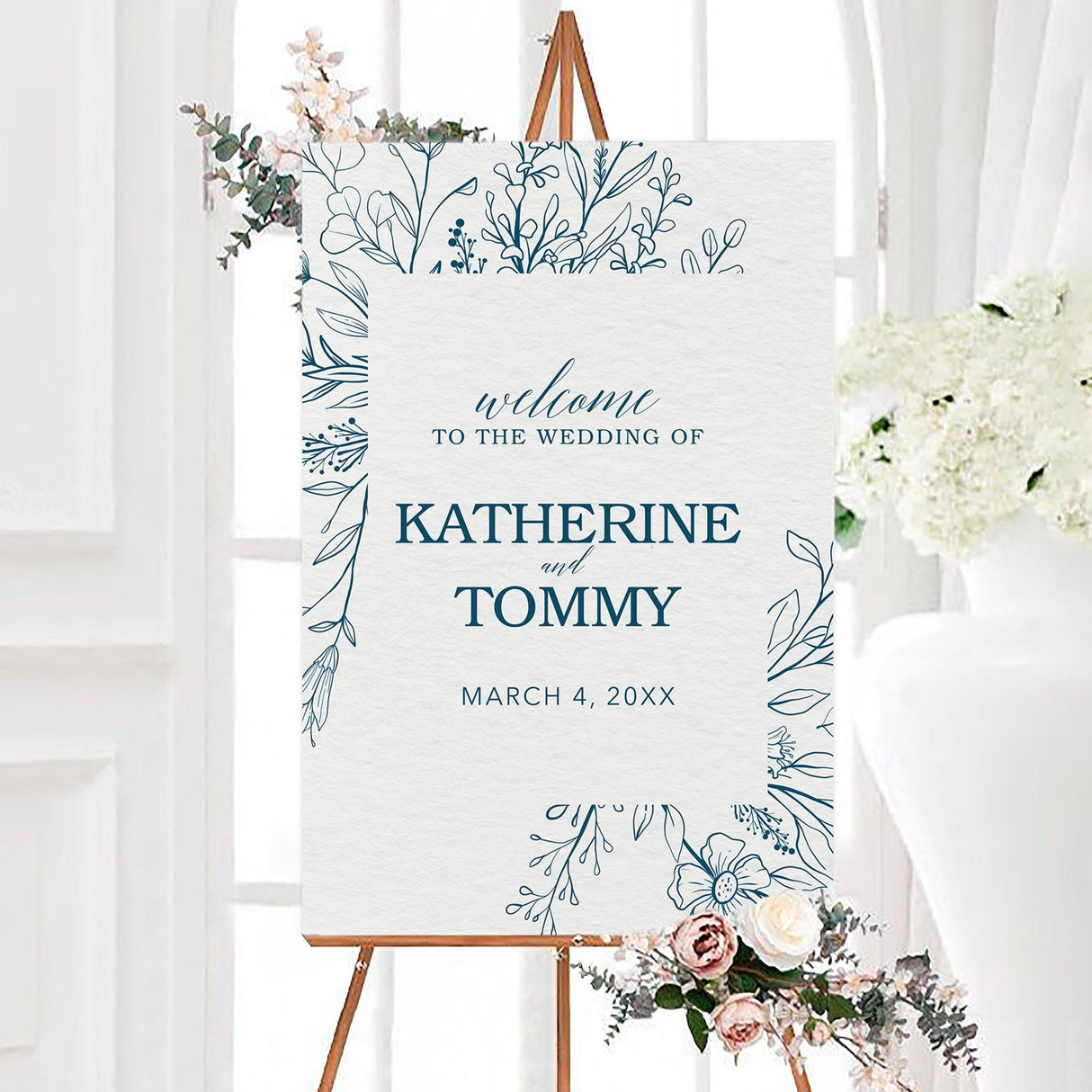 Indigo Floral Invitations - goprintplus