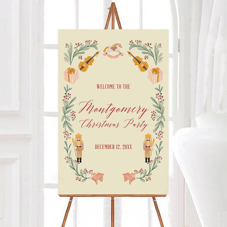 Vintage Nutcracker Christmas party welcome sign for Christmas parties.