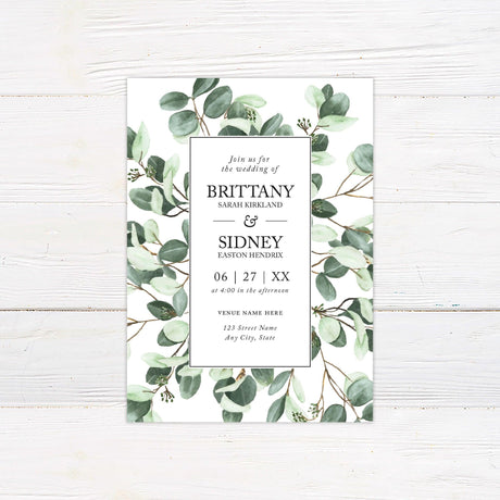 Eucalyptus Branch Invitations - goprintplus