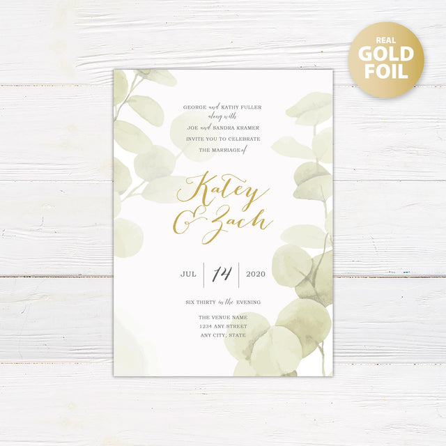 Eucalyptus Mist Foil Invitation - goprintplus