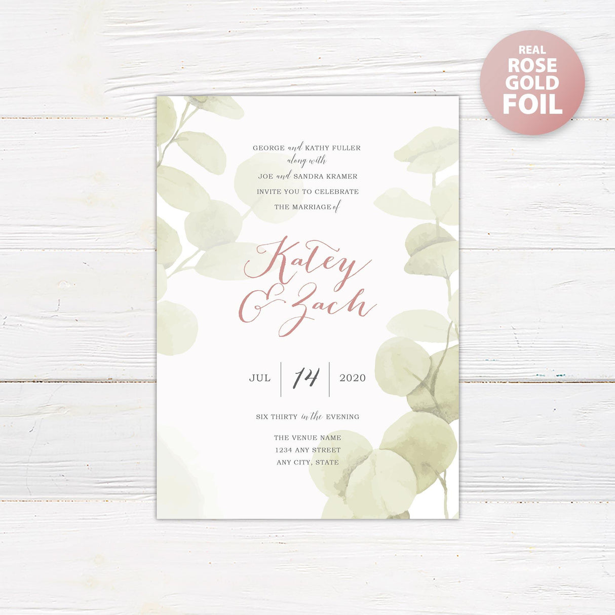 Eucalyptus Mist Foil Invitation - goprintplus