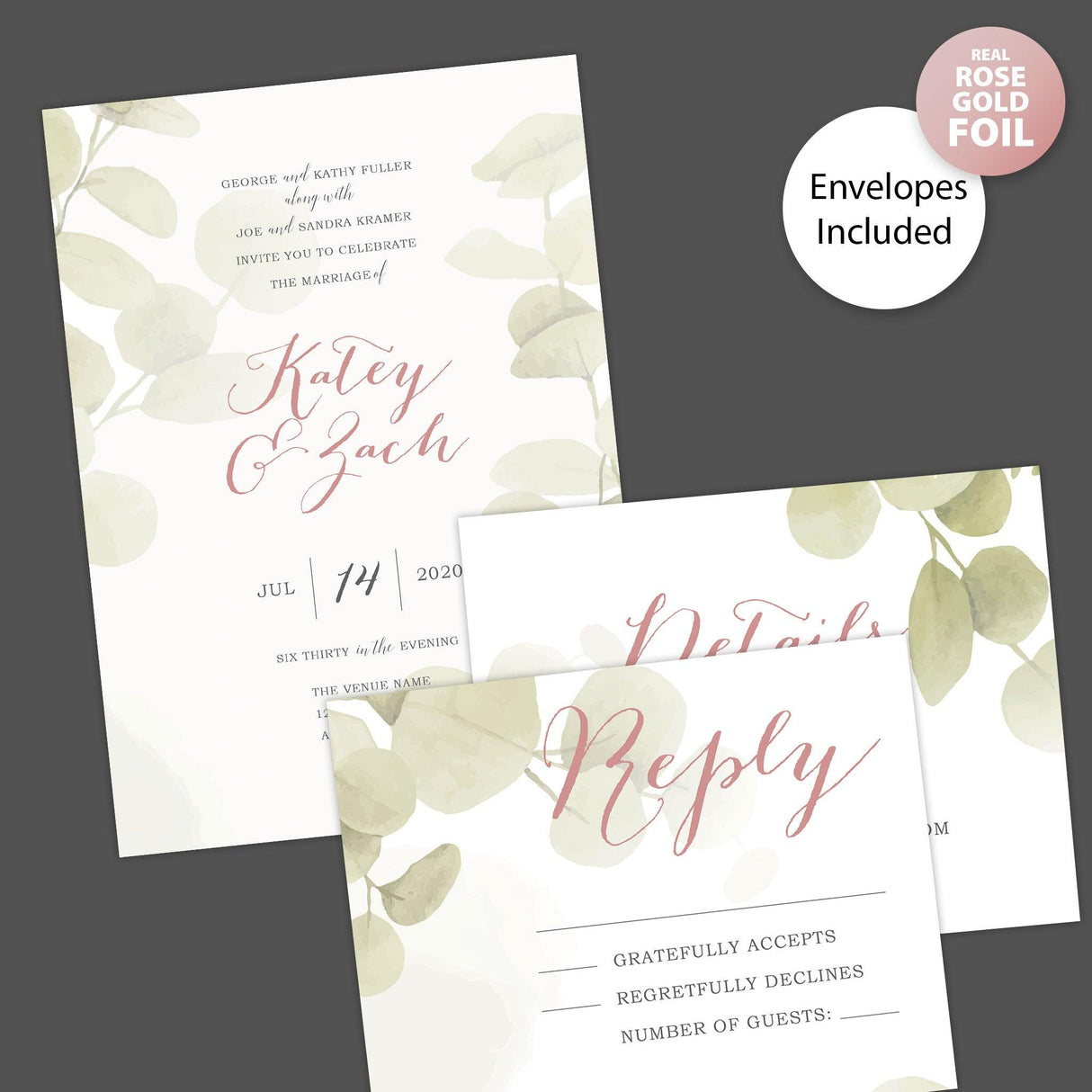 Eucalyptus Mist Foil Invitation - goprintplus