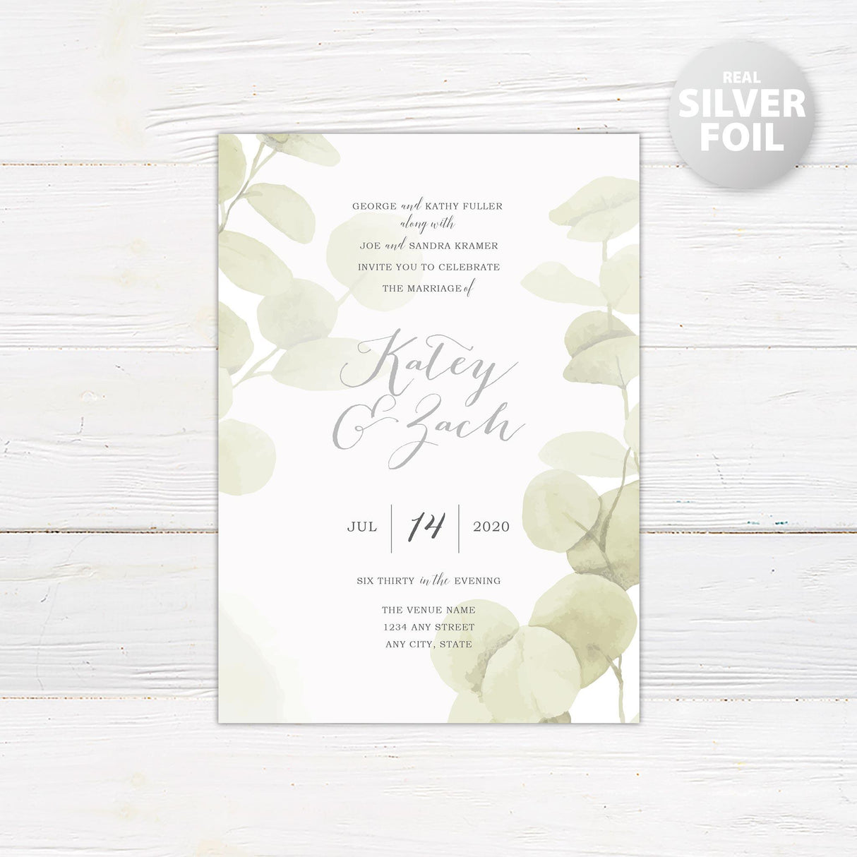 Eucalyptus Mist Foil Invitation - goprintplus