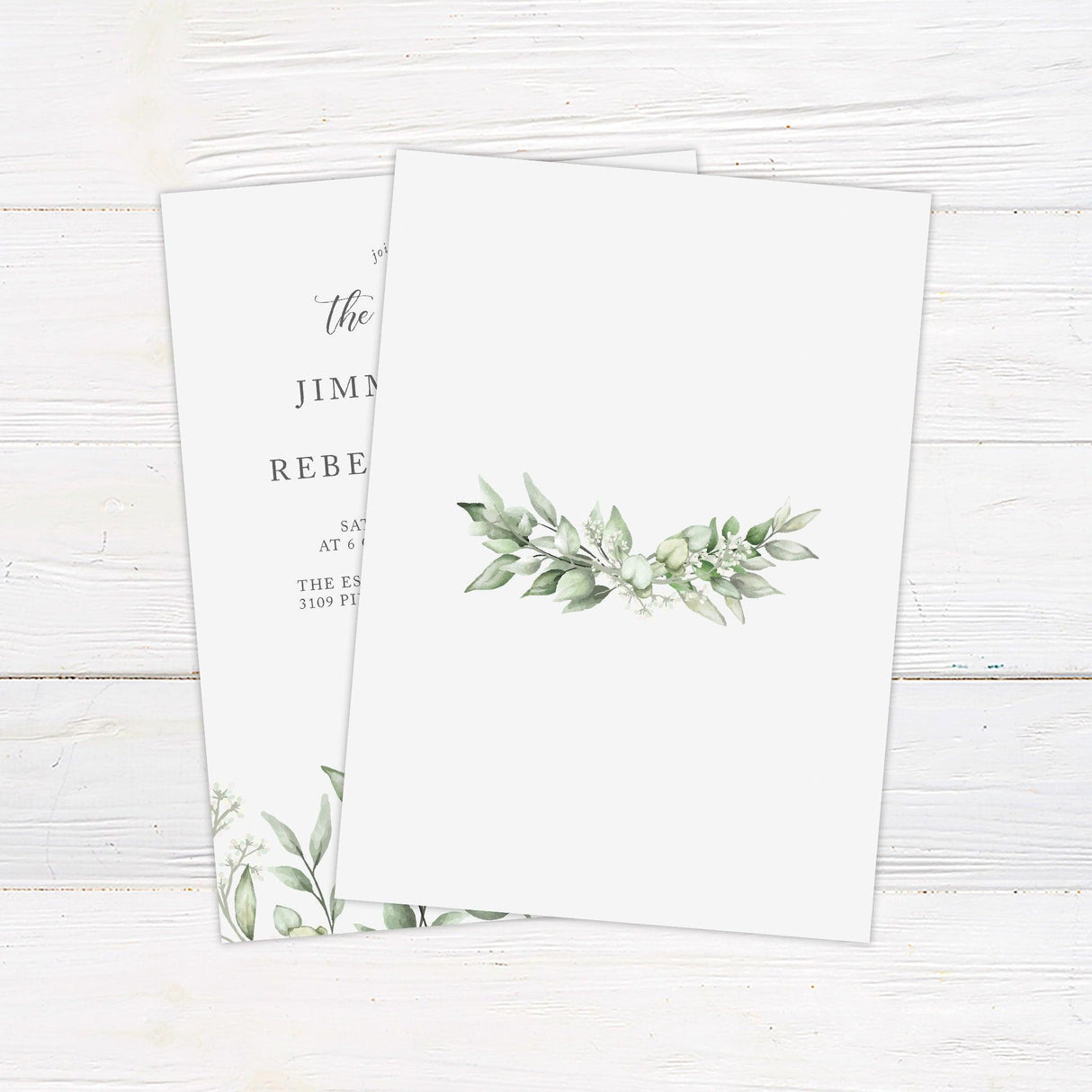 Faded Eucalyptus Leaves Invitations - goprintplus