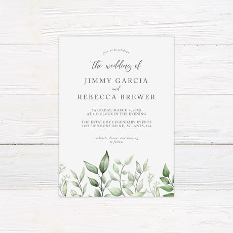 Faded Eucalyptus Leaves Invitations - goprintplus