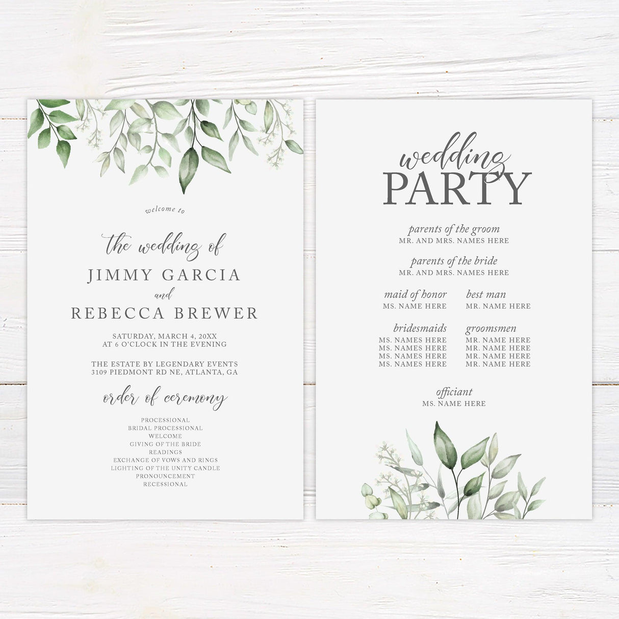 Faded Eucalyptus Leaves Invitations - goprintplus