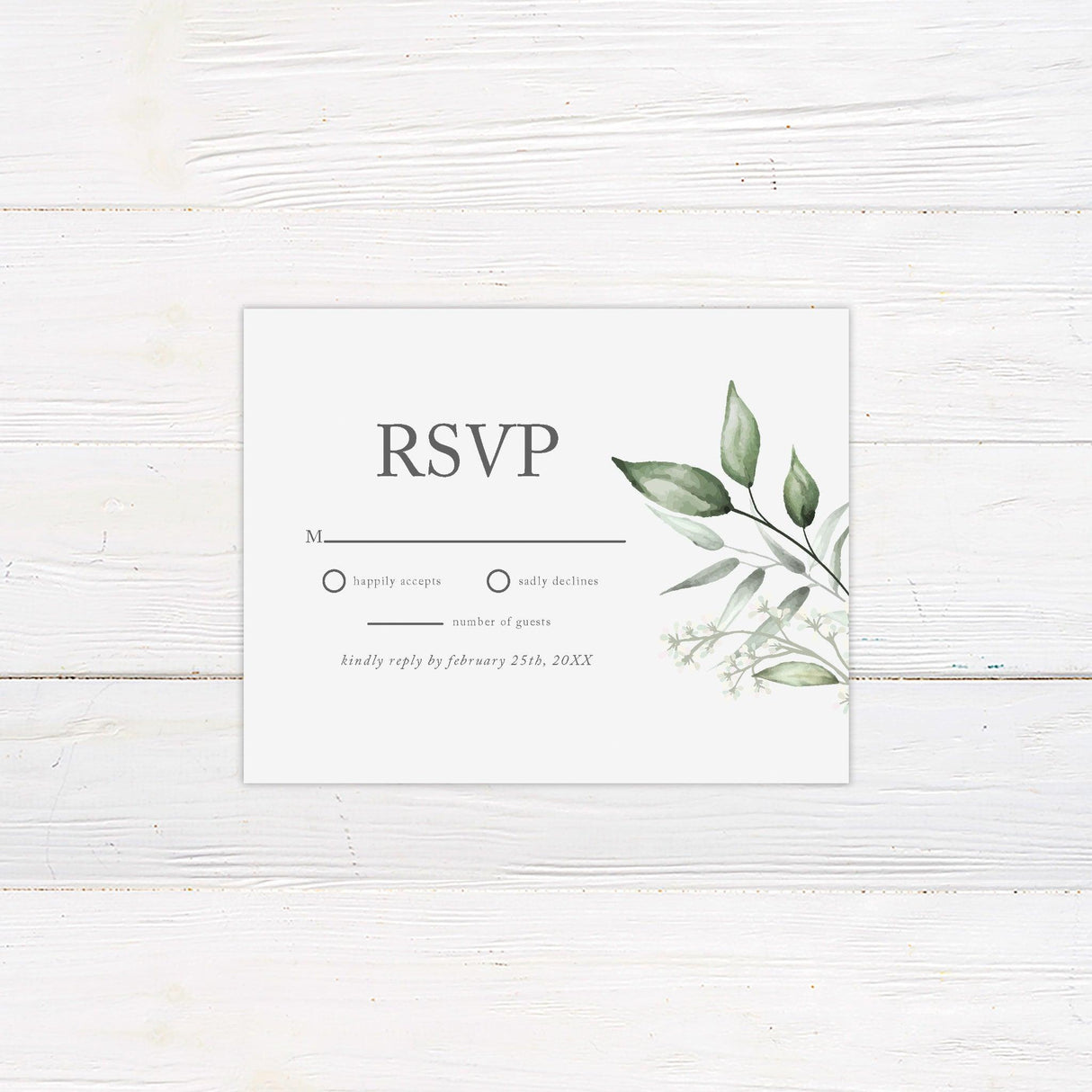 Faded Eucalyptus Leaves Invitations - goprintplus