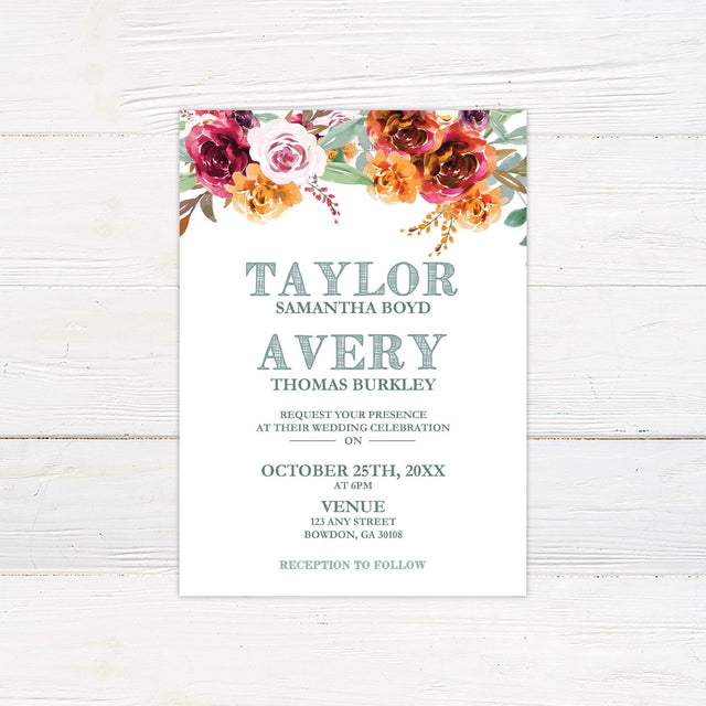 Fall Blooms Invitations - goprintplus