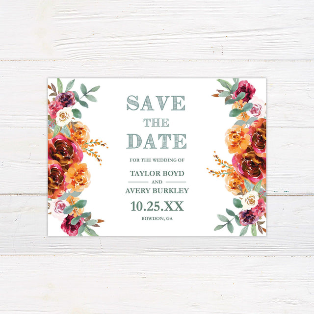 Fall Blooms Save The Date - goprintplus