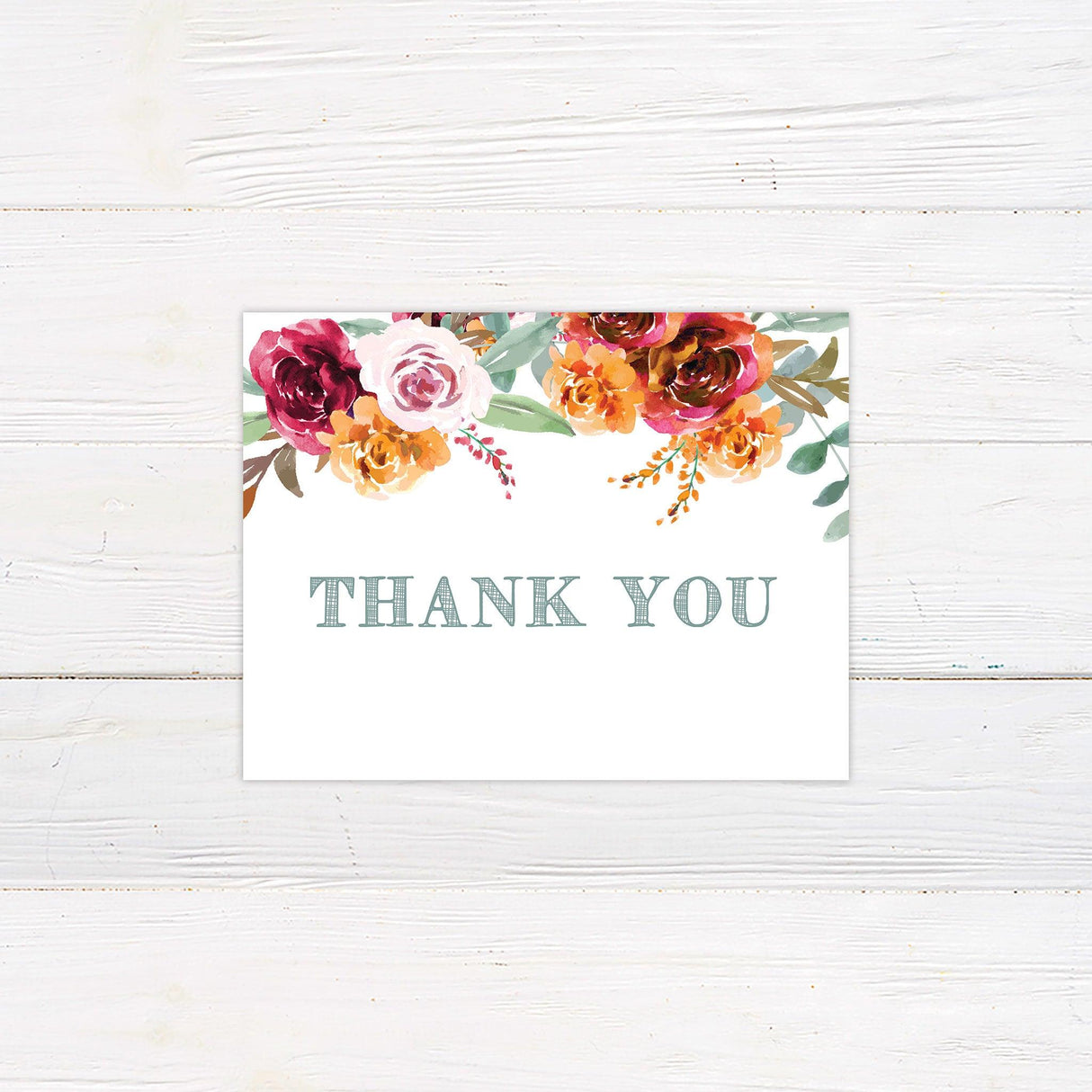 Fall Blooms Thank You Card - goprintplus